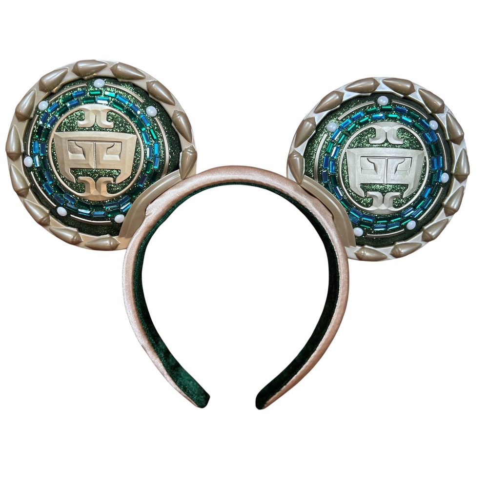 Disney Black Panther Wakanda Forever Ears Headband Gold Green Beaded Excellent